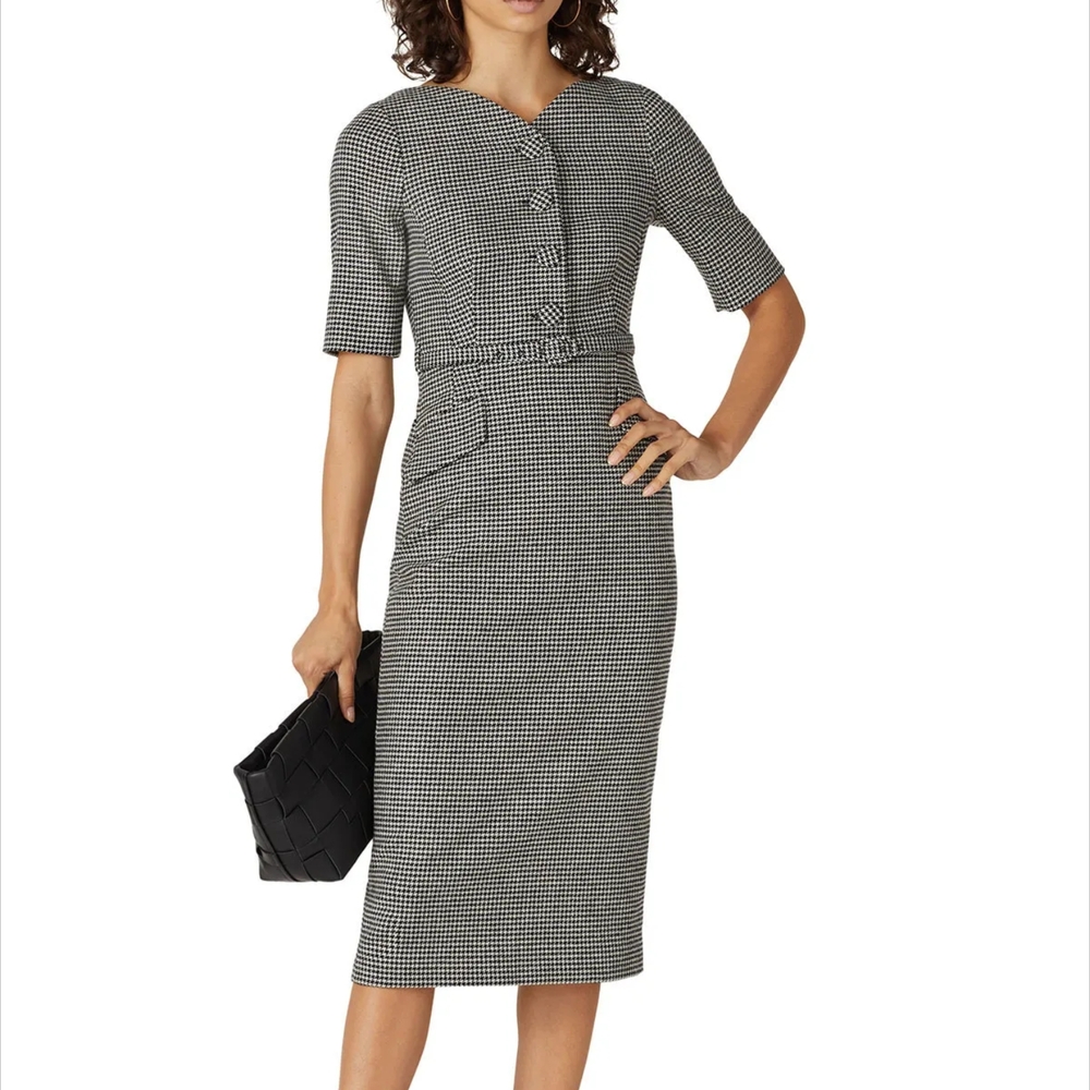 LK Bennett Black and White Midi Sheath Dress for Work